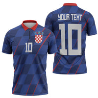 Custom Croatia National Football Zipper Polo Shirt The Checkered Blue Version - Wonder Print Shop