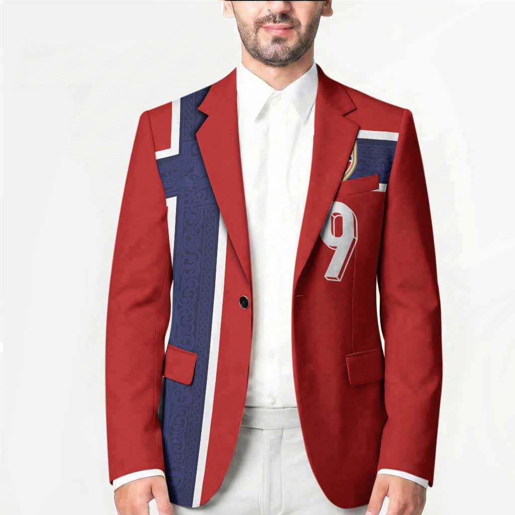 Custom Norway Football Blazer Cross Nordic Knot Pattern National Flag Style