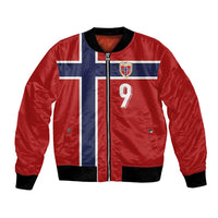 Custom Norway Football Bomber Jacket Cross Nordic Knot Pattern National Flag Style