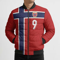 Custom Norway Football Bomber Puffer Jacket Cross Nordic Knot Pattern National Flag Style