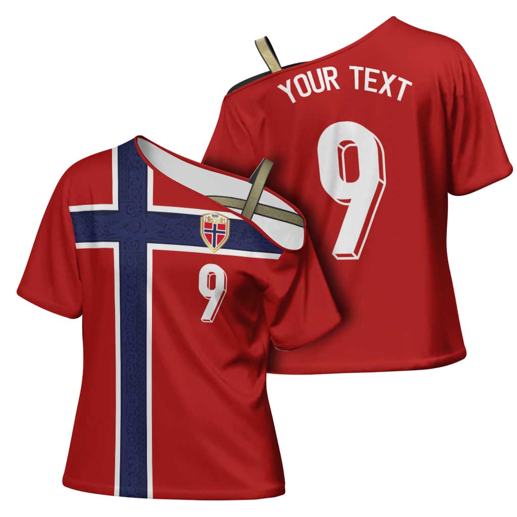 Custom Norway Football Cross Shoulder Shirt Cross Nordic Knot Pattern National Flag Style