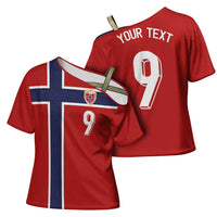 Custom Norway Football Cross Shoulder Shirt Cross Nordic Knot Pattern National Flag Style