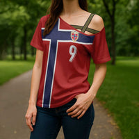 Custom Norway Football Cross Shoulder Shirt Cross Nordic Knot Pattern National Flag Style