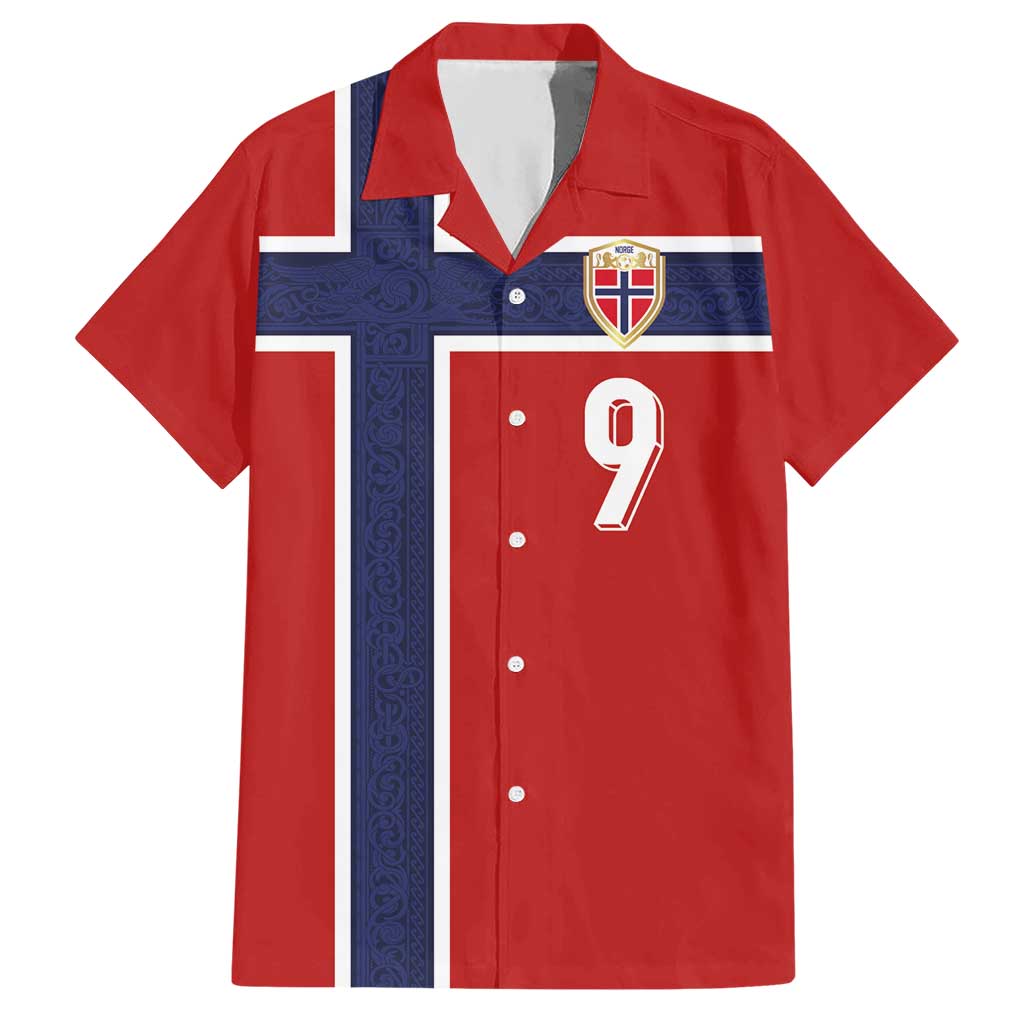 Custom Norway Football Hawaiian Shirt Cross Nordic Knot Pattern National Flag Style
