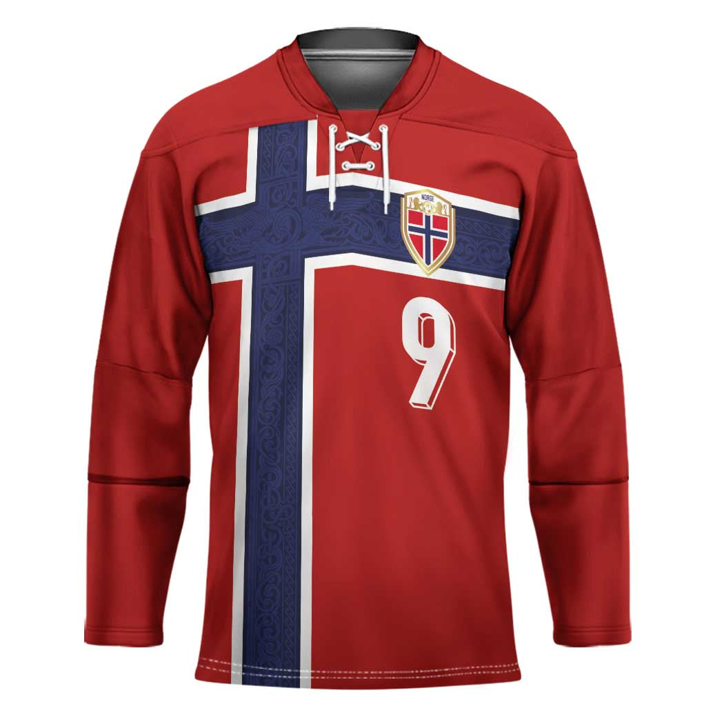 Custom Norway Football Hockey Jersey Cross Nordic Knot Pattern National Flag Style