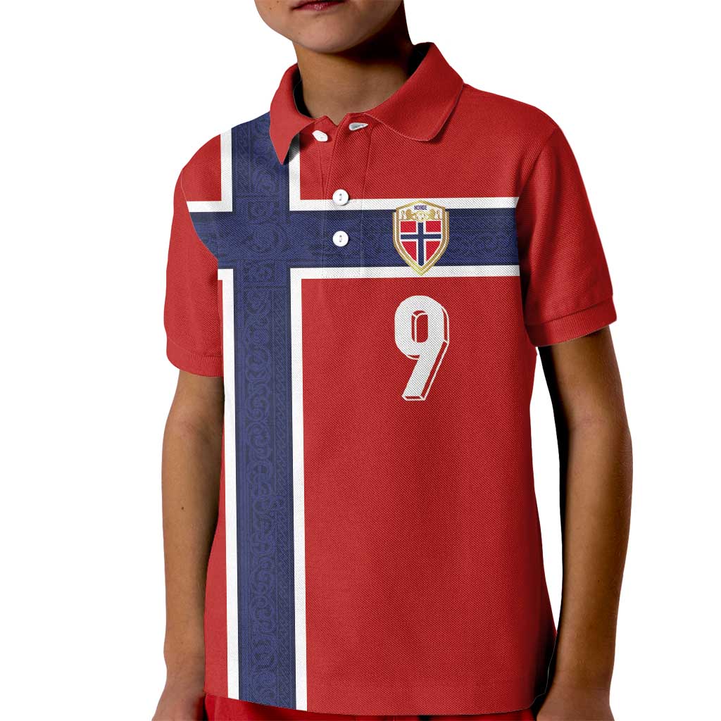 Custom Norway Football Kid Polo Shirt Cross Nordic Knot Pattern National Flag Style
