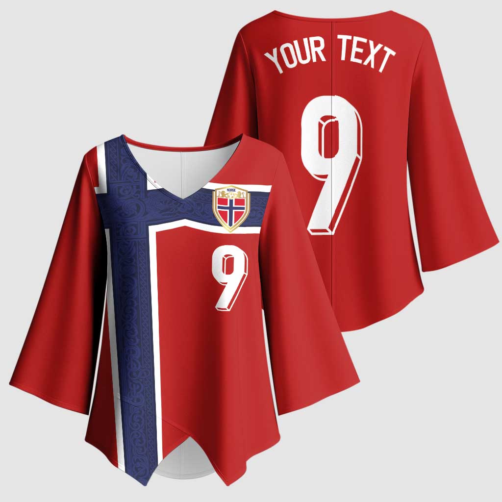 Custom Norway Football Kimono Sleeve Blouse Cross Nordic Knot Pattern National Flag Style