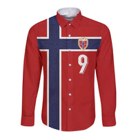 Custom Norway Football Long Sleeve Button Shirt Cross Nordic Knot Pattern National Flag Style