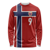 Custom Norway Football Long Sleeve Shirt Cross Nordic Knot Pattern National Flag Style