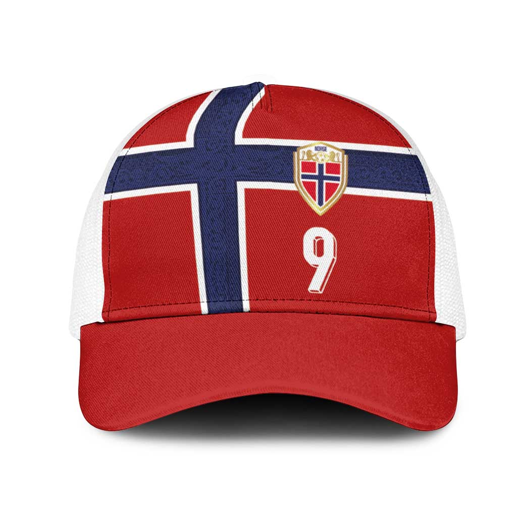 Custom Norway Football Mesh Trucker Cap Cross Nordic Knot Pattern National Flag Style