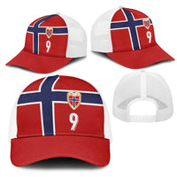 Custom Norway Football Mesh Trucker Cap Cross Nordic Knot Pattern National Flag Style