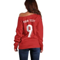 Custom Norway Football Off Shoulder Sweater Cross Nordic Knot Pattern National Flag Style