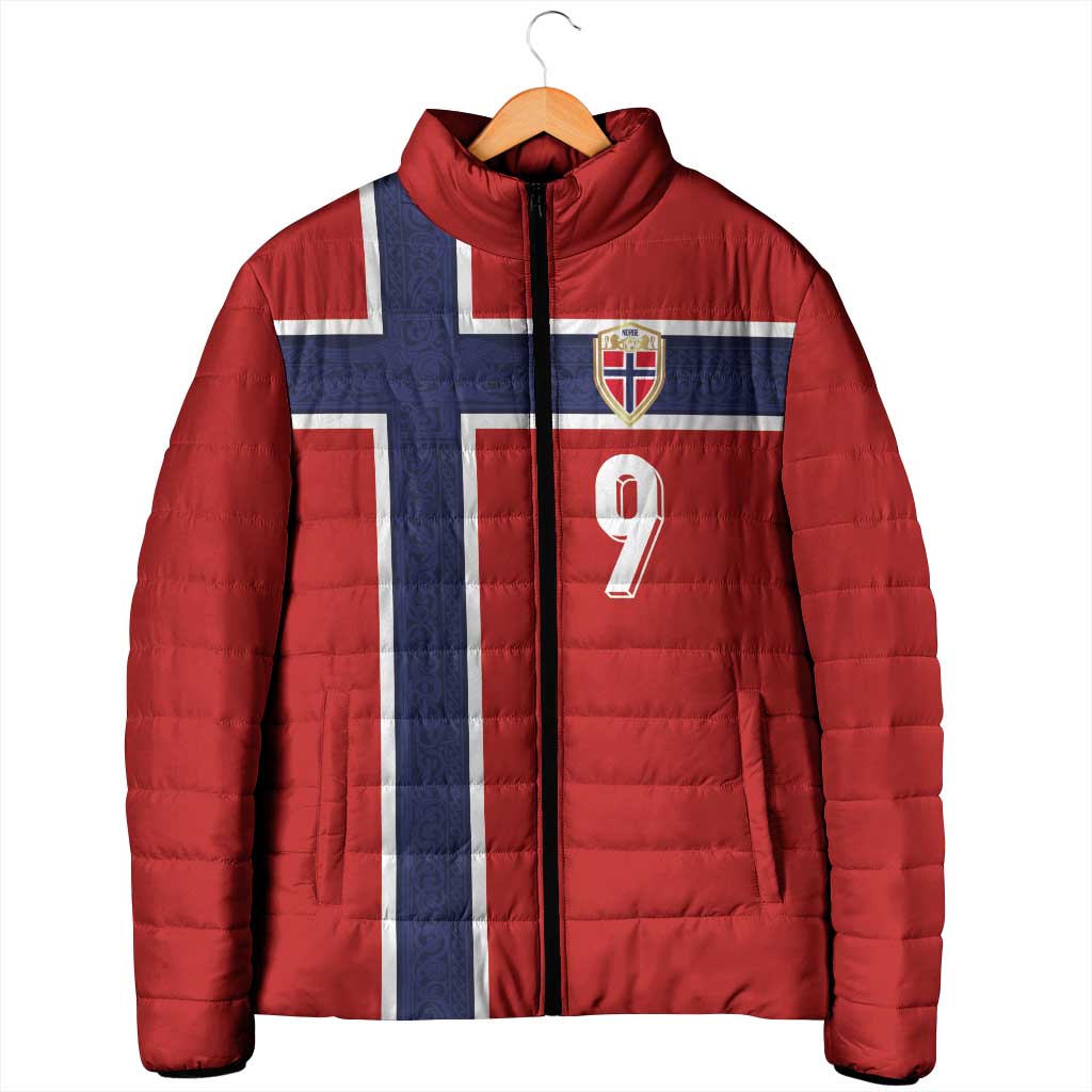 Custom Norway Football Padded Jacket Cross Nordic Knot Pattern National Flag Style