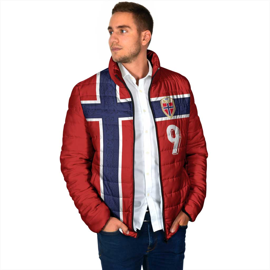 Custom Norway Football Padded Jacket Cross Nordic Knot Pattern National Flag Style