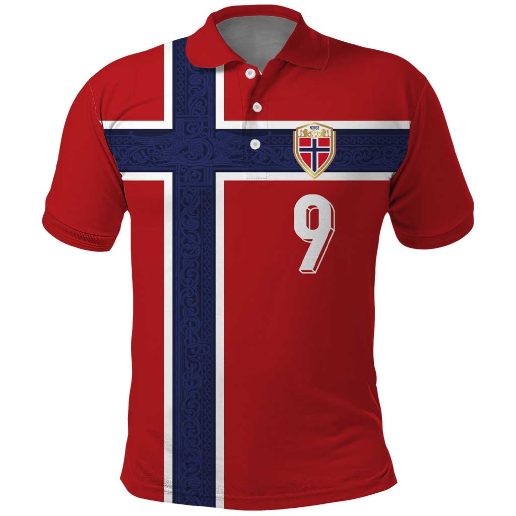 Custom Norway Football Polo Shirt Cross Nordic Knot Pattern National Flag Style