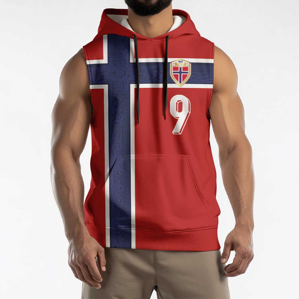 Custom Norway Football Sleeveless Hoodie Cross Nordic Knot Pattern National Flag Style