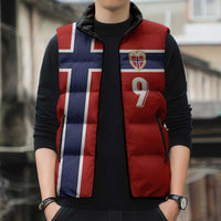 Custom Norway Football Sleeveless Puffer Jacket Cross Nordic Knot Pattern National Flag Style