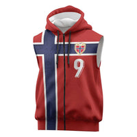 Custom Norway Football Sleeveless Zip Hoodie Cross Nordic Knot Pattern National Flag Style