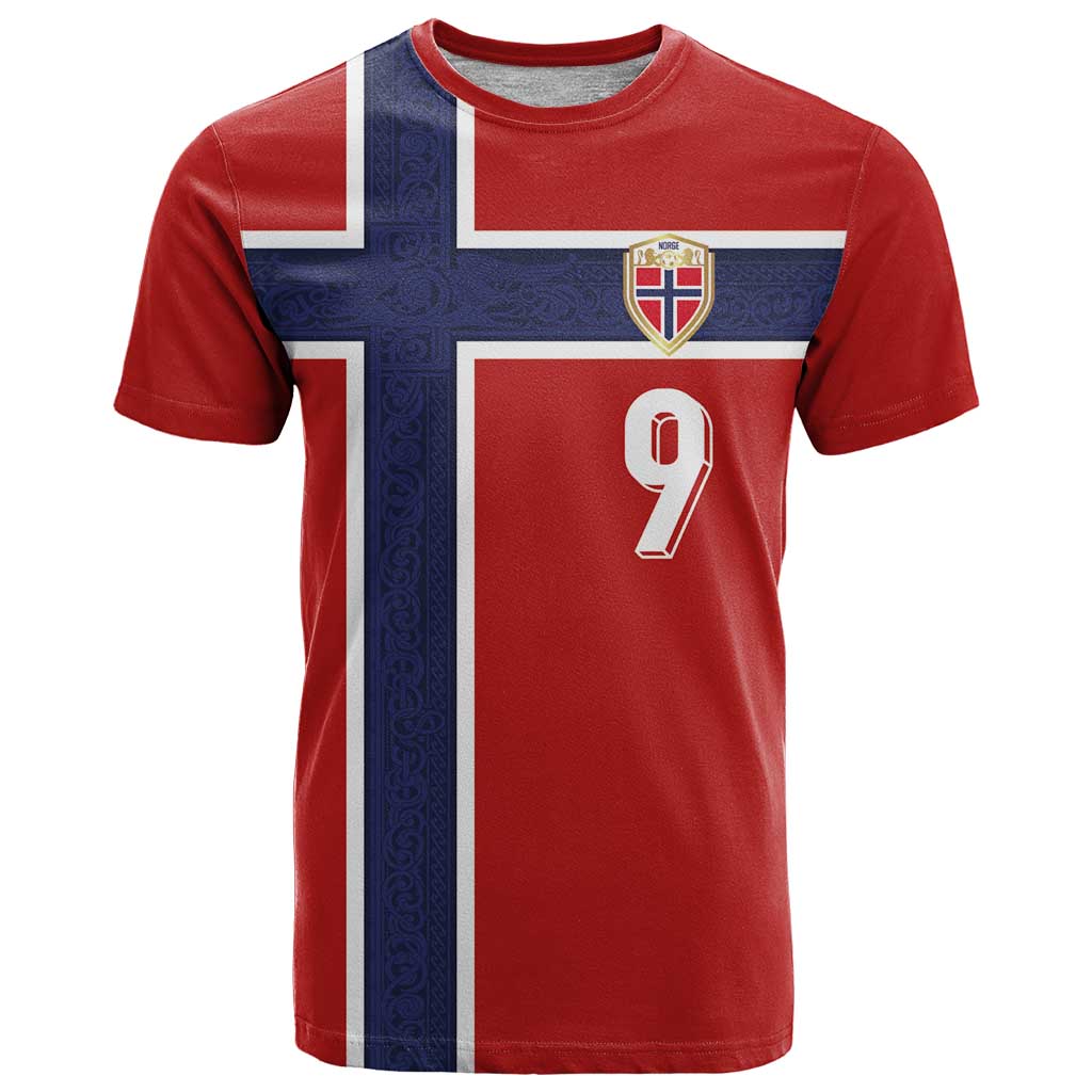 Custom Norway Football T Shirt Cross Nordic Knot Pattern National Flag Style