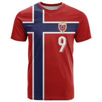 Custom Norway Football T Shirt Cross Nordic Knot Pattern National Flag Style