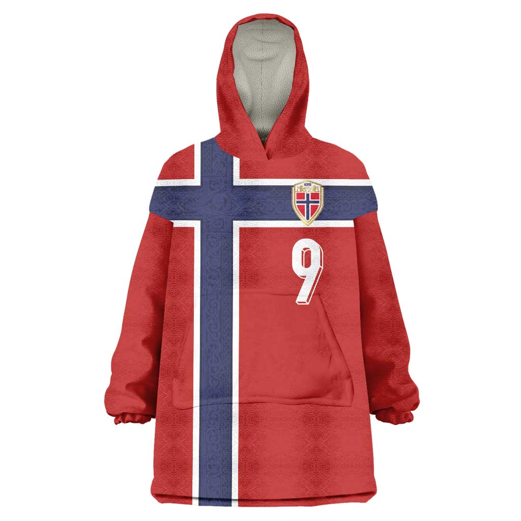Custom Norway Football Wearable Blanket Hoodie Cross Nordic Knot Pattern National Flag Style