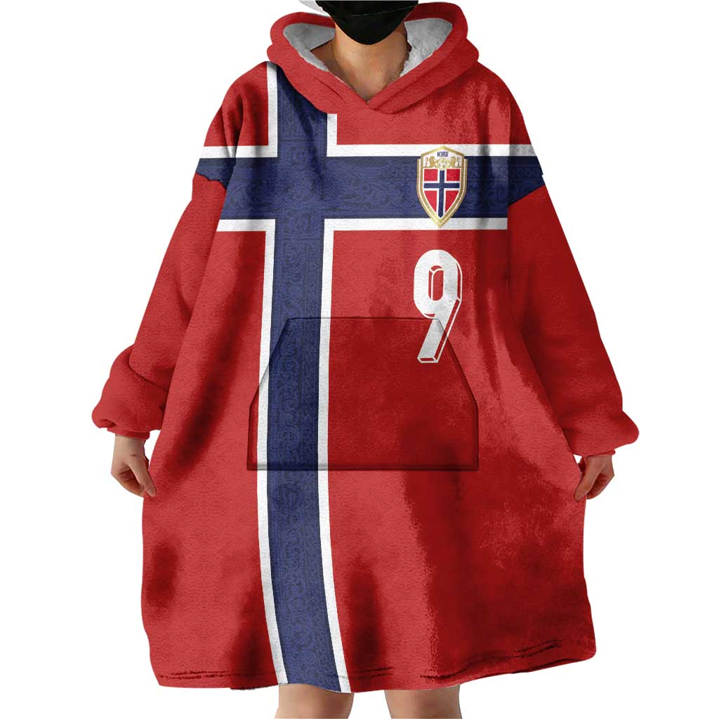 Custom Norway Football Wearable Blanket Hoodie Cross Nordic Knot Pattern National Flag Style