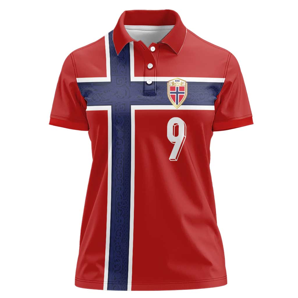 Custom Norway Football Women Polo Shirt Cross Nordic Knot Pattern National Flag Style