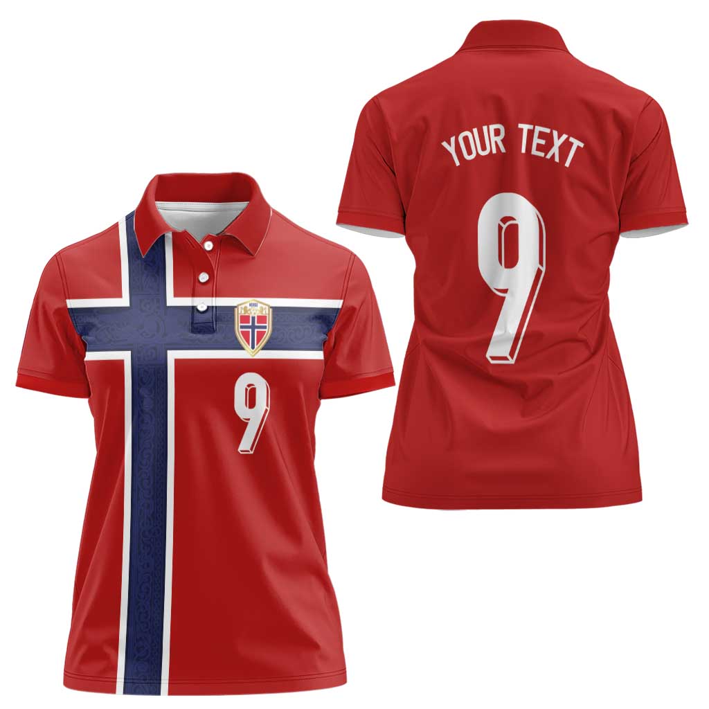 Custom Norway Football Women Polo Shirt Cross Nordic Knot Pattern National Flag Style