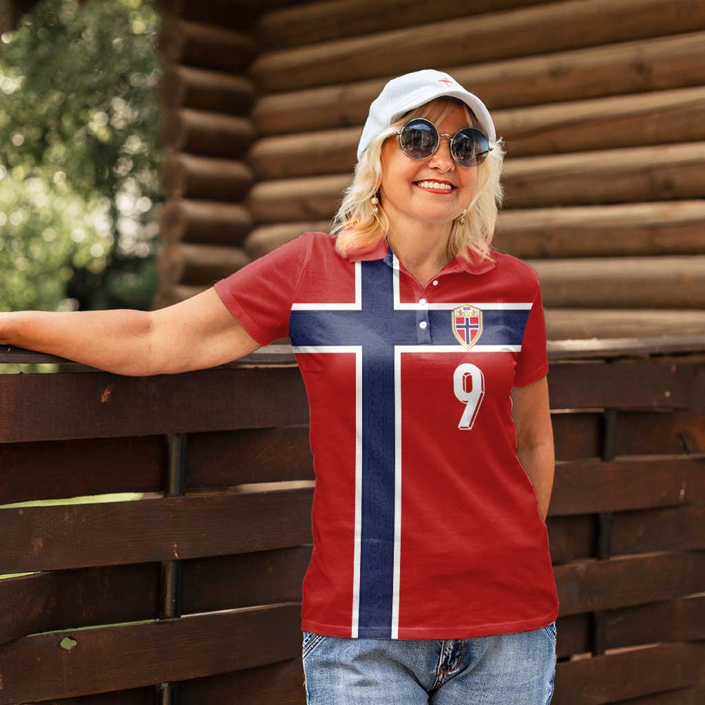 Custom Norway Football Women Polo Shirt Cross Nordic Knot Pattern National Flag Style
