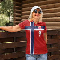 Custom Norway Football Women Polo Shirt Cross Nordic Knot Pattern National Flag Style