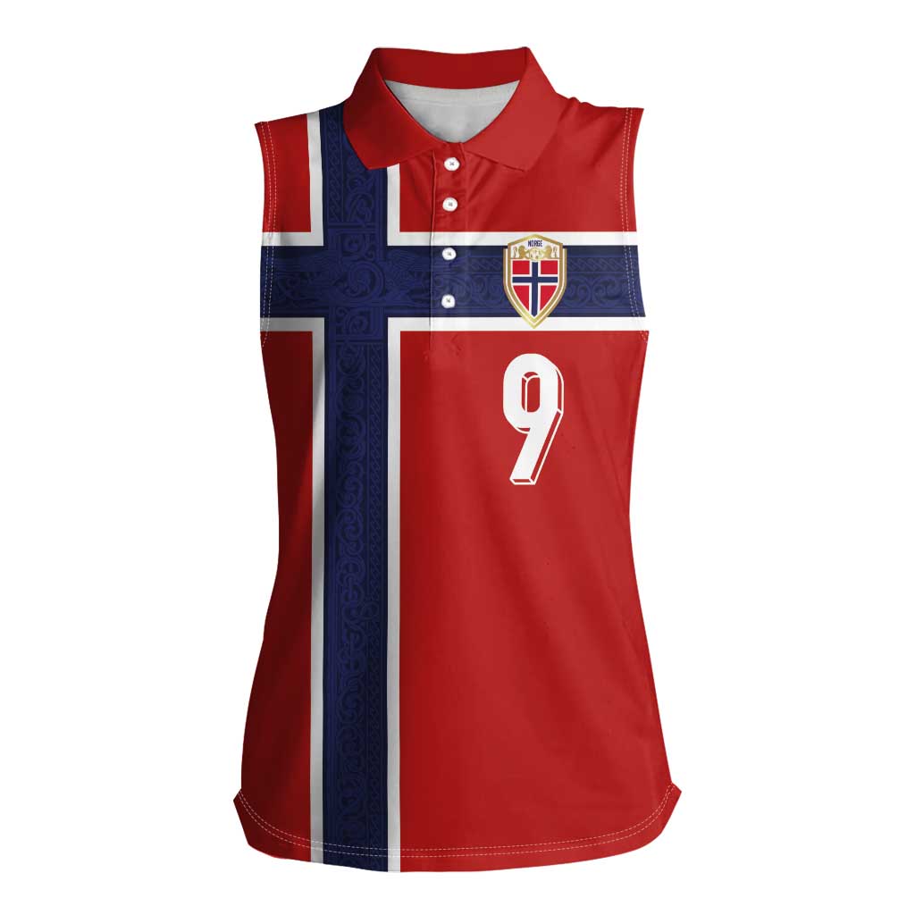 Custom Norway Football Women Sleeveless Polo Shirt Cross Nordic Knot Pattern National Flag Style