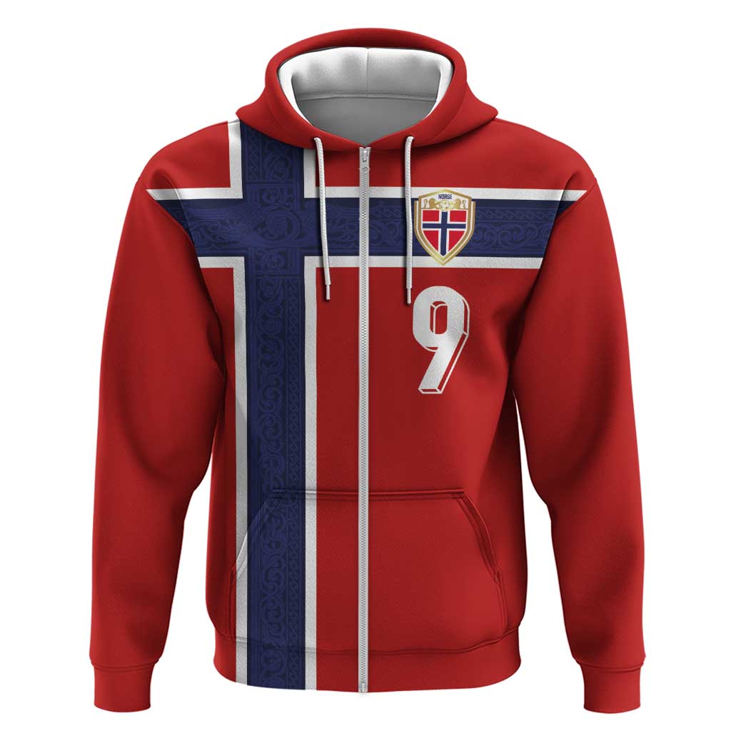 Custom Norway Football Zip Hoodie Cross Nordic Knot Pattern National Flag Style