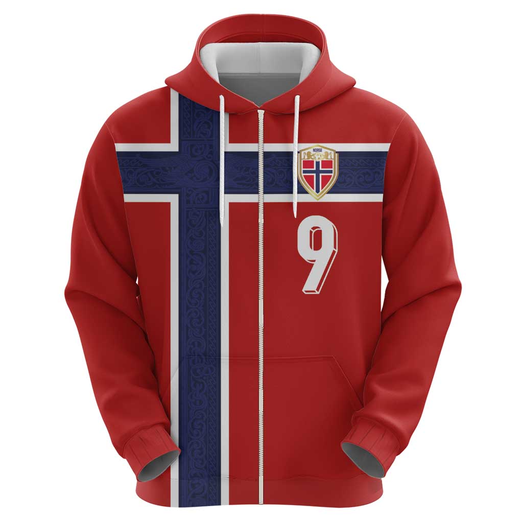 Custom Norway Football Zip Hoodie Cross Nordic Knot Pattern National Flag Style