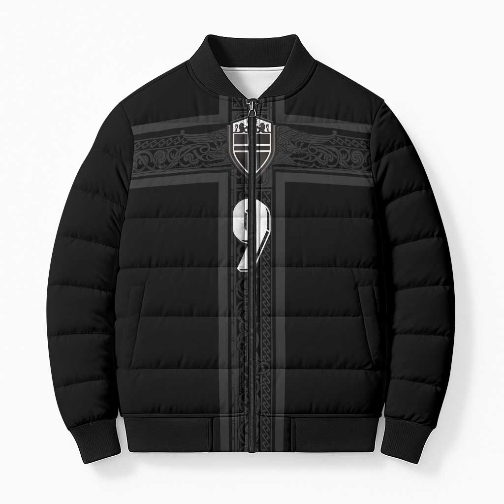 Custom Norway Football Bomber Puffer Jacket Cross Nordic Knot Pattern