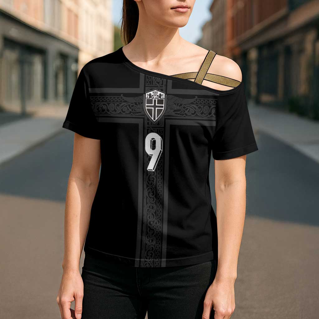 Custom Norway Football Cross Shoulder Shirt Cross Nordic Knot Pattern