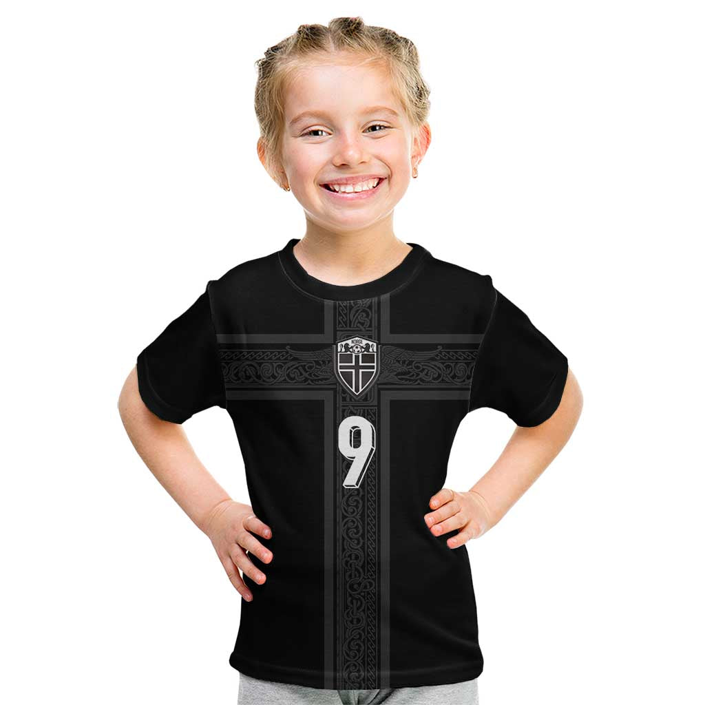 Custom Norway Football Kid T Shirt Cross Nordic Knot Pattern