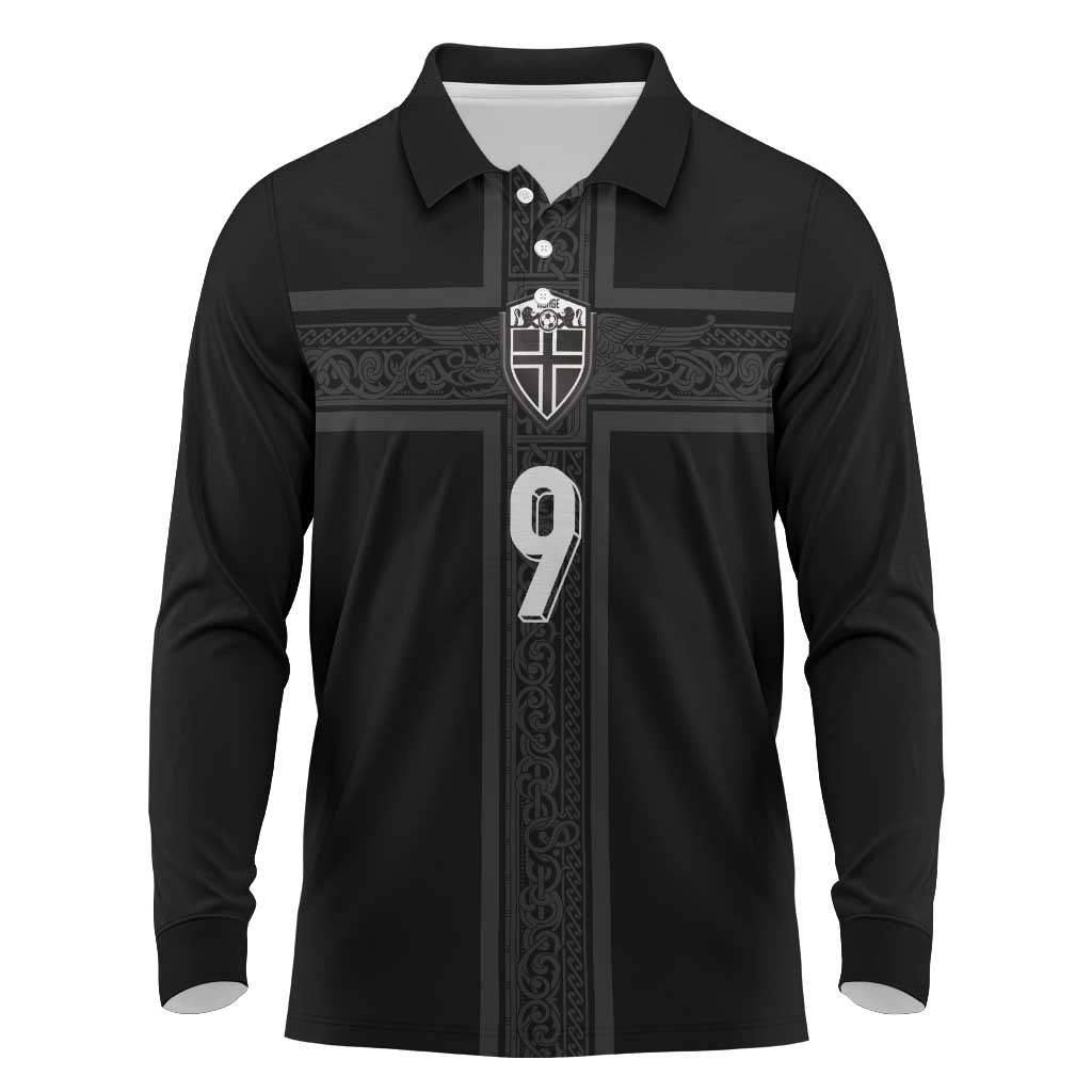 Custom Norway Football Long Sleeve Polo Shirt Cross Nordic Knot Pattern