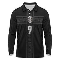 Custom Norway Football Long Sleeve Polo Shirt Cross Nordic Knot Pattern