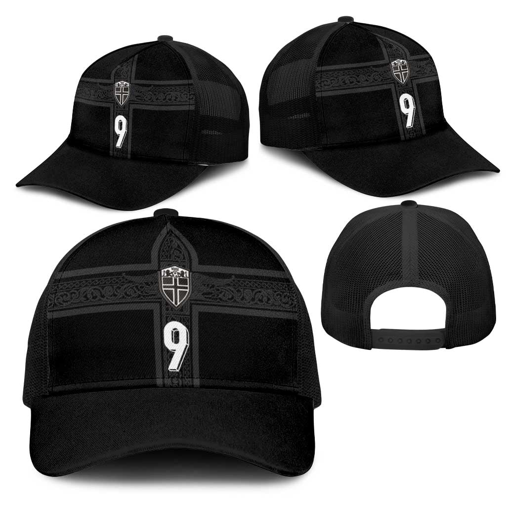 Custom Norway Football Mesh Trucker Cap Cross Nordic Knot Pattern
