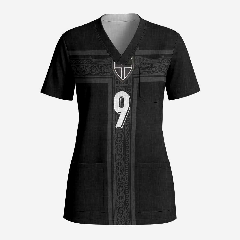 Custom Norway Football Scrub Top Cross Nordic Knot Pattern