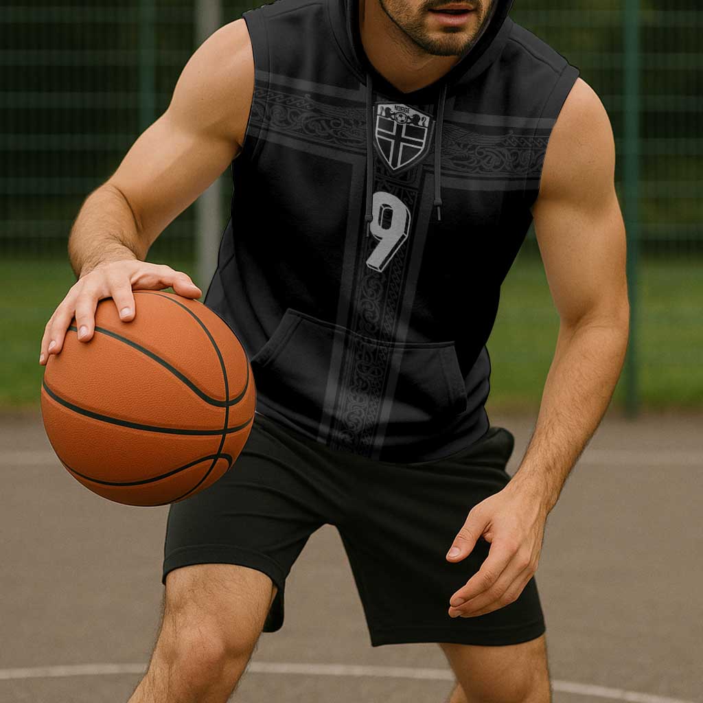 Custom Norway Football Sleeveless Hoodie Cross Nordic Knot Pattern