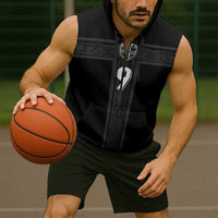 Custom Norway Football Sleeveless Zip Hoodie Cross Nordic Knot Pattern