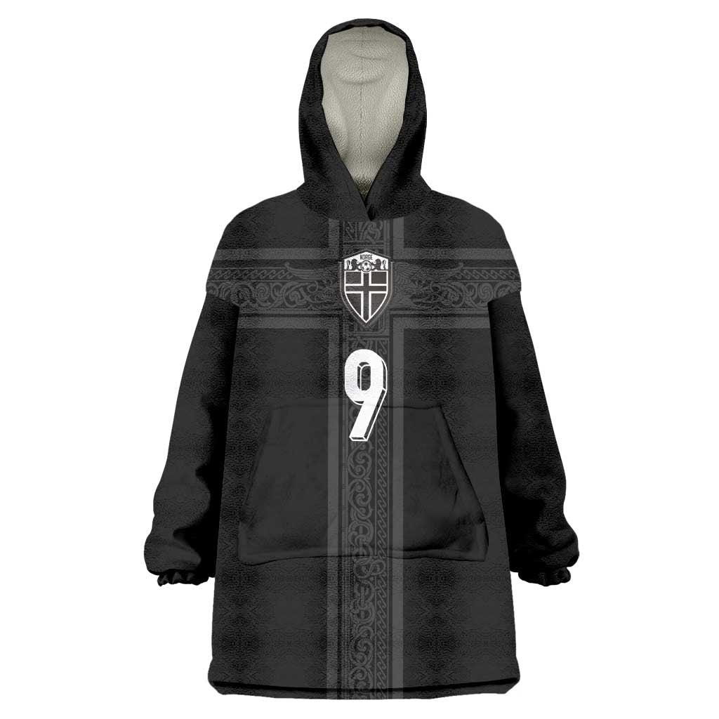Custom Norway Football Wearable Blanket Hoodie Cross Nordic Knot Pattern