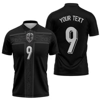 Custom Norway Football Zipper Polo Shirt Cross Nordic Knot Pattern