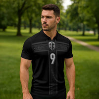 Custom Norway Football Zipper Polo Shirt Cross Nordic Knot Pattern