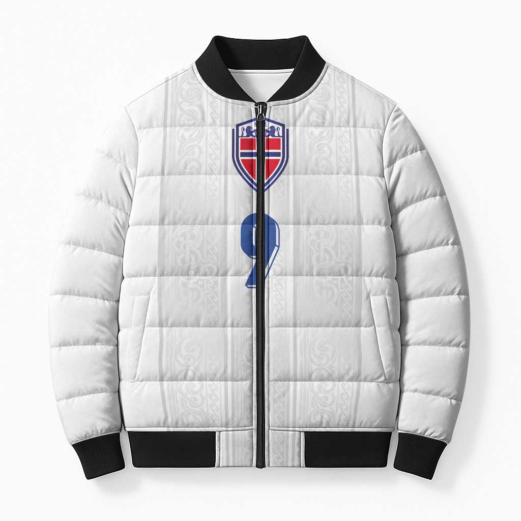 Custom Norway Football Bomber Puffer Jacket Nordic Knot Pattern