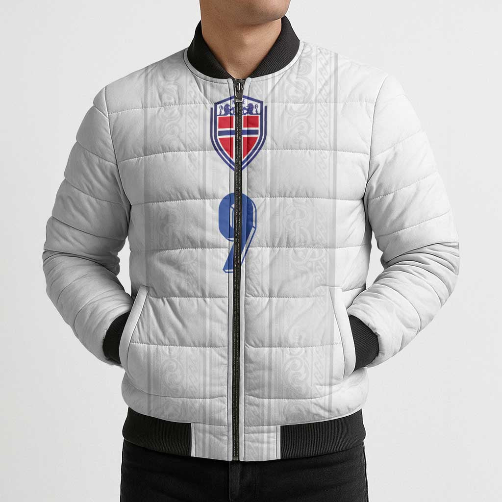 Custom Norway Football Bomber Puffer Jacket Nordic Knot Pattern