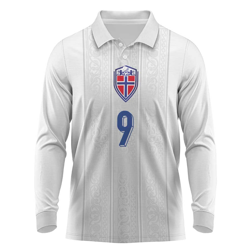 Custom Norway Football Long Sleeve Polo Shirt Nordic Knot Pattern