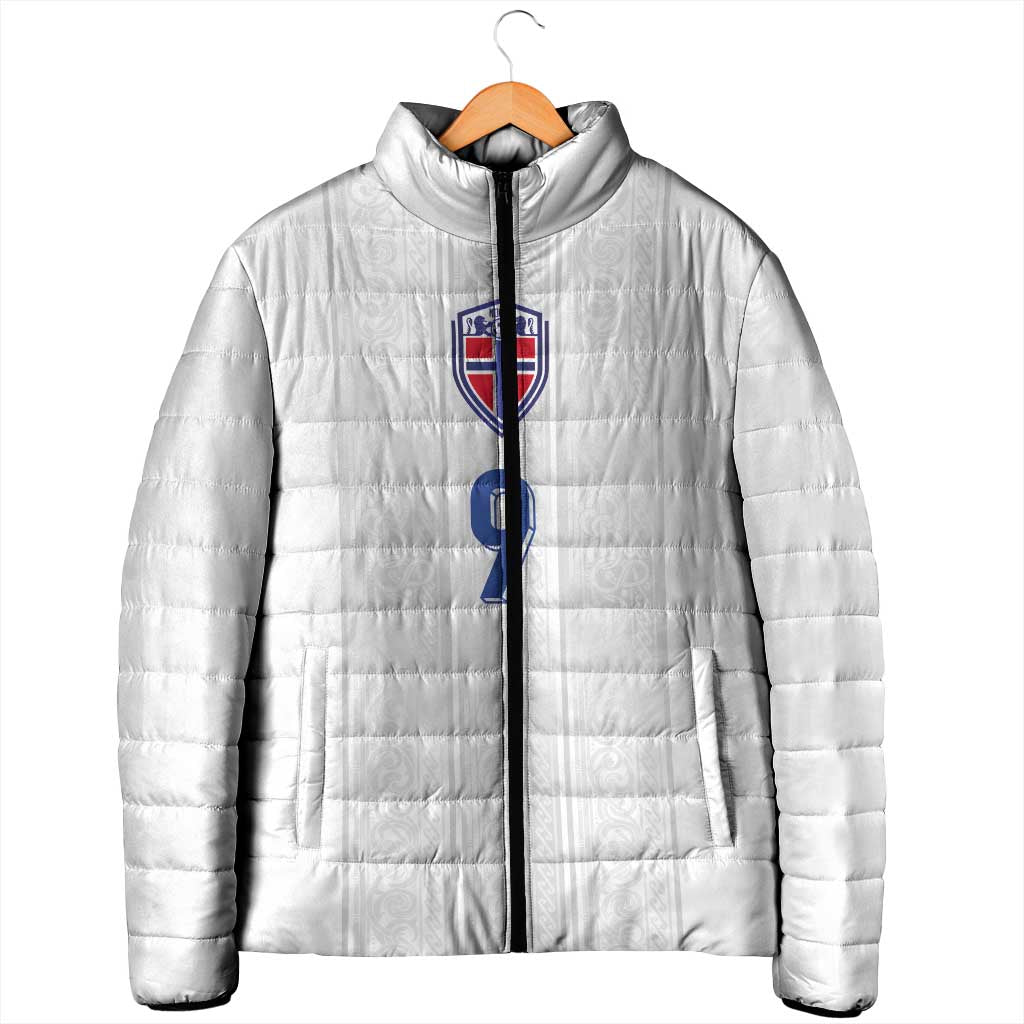 Custom Norway Football Padded Jacket Nordic Knot Pattern