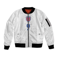 Custom Norway Football Sleeve Zip Bomber Jacket Nordic Knot Pattern